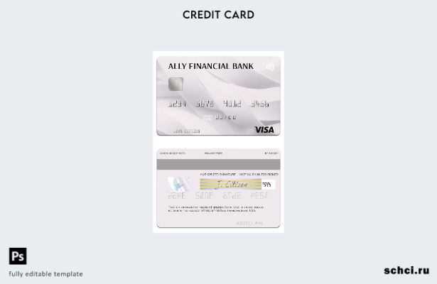цифровая загрузка шаблона визы USA Ally Financial Bank